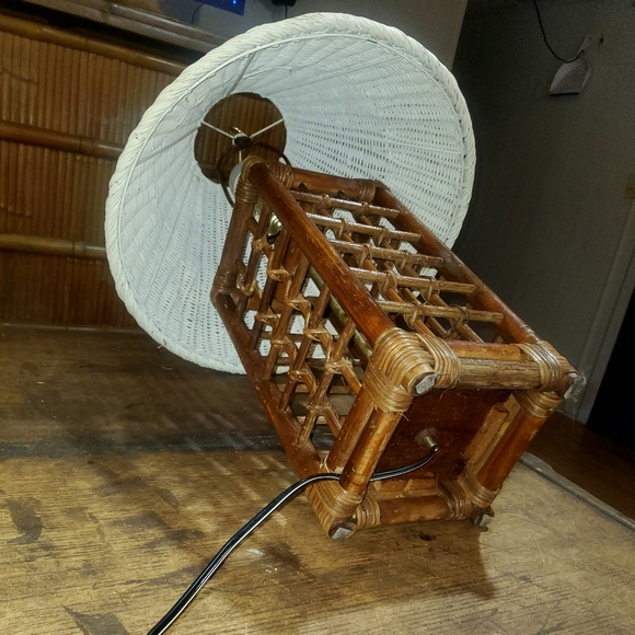 70s style Rattan & wicker lamp, - Picture 4 of 4